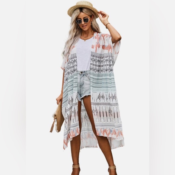 Beach Fever Longline Kimono Size OS NWT - Picture 4 of 5